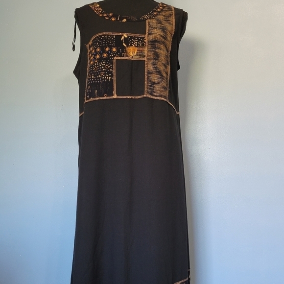 Vntg C.M. Shades Long Patchwork Dress Size Large? - Picture 11 of 11